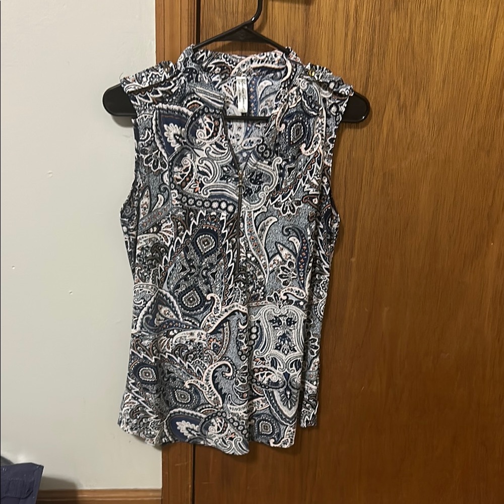Paisley Sleeveless Top - Black and White